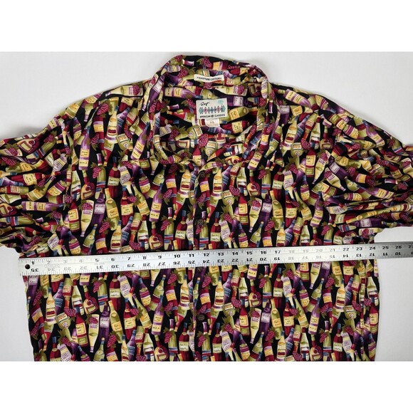 Reyn Spooner Hawaiian Shirt Mens XL Black Wine Bottle Print Tailored in Hawaii - Picture 8 of 10